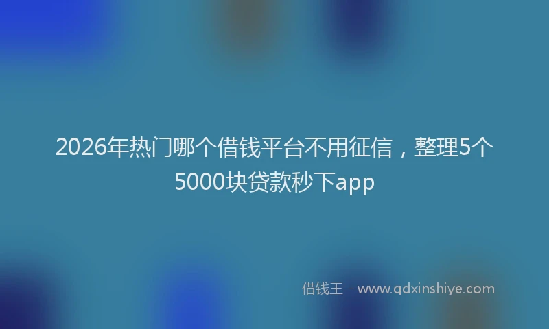 2026年热门哪个借钱平台不用征信，整理5个5000块贷款秒下app