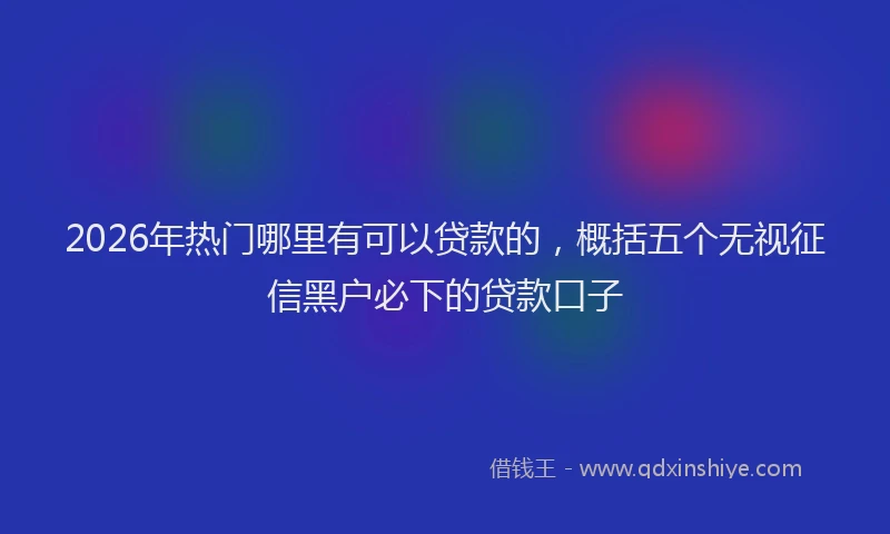 2026年热门哪里有可以贷款的，概括五个无视征信黑户必下的贷款口子