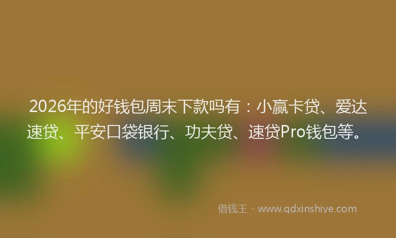 2026年的好钱包周末下款吗有：小赢卡贷、爱达速贷、平安口袋银行、功夫贷、速贷Pro钱包等。