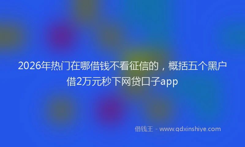 2026年热门在哪借钱不看征信的，概括五个黑户借2万元秒下网贷口子app