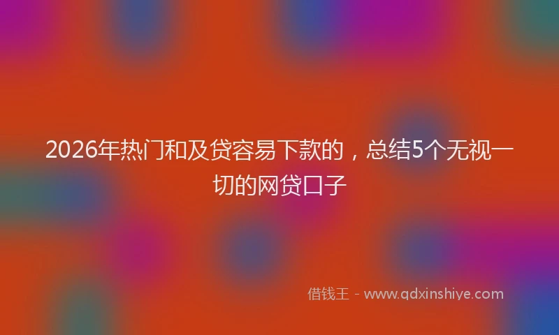 2026年热门和及贷容易下款的，总结5个无视一切的网贷口子