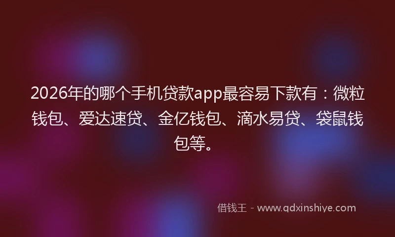 2026年的哪个手机贷款app最容易下款有：微粒钱包、爱达速贷、金亿钱包、滴水易贷、袋鼠钱包等。