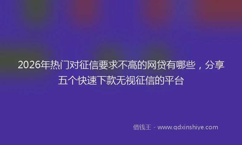 2026年热门对征信要求不高的网贷有哪些，分享五个快速下款无视征信的平台