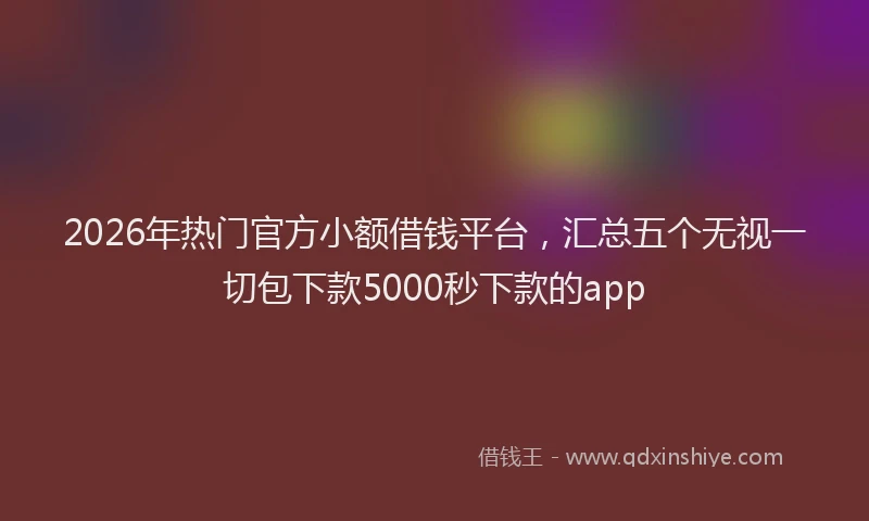2026年热门官方小额借钱平台，汇总五个无视一切包下款5000秒下款的app
