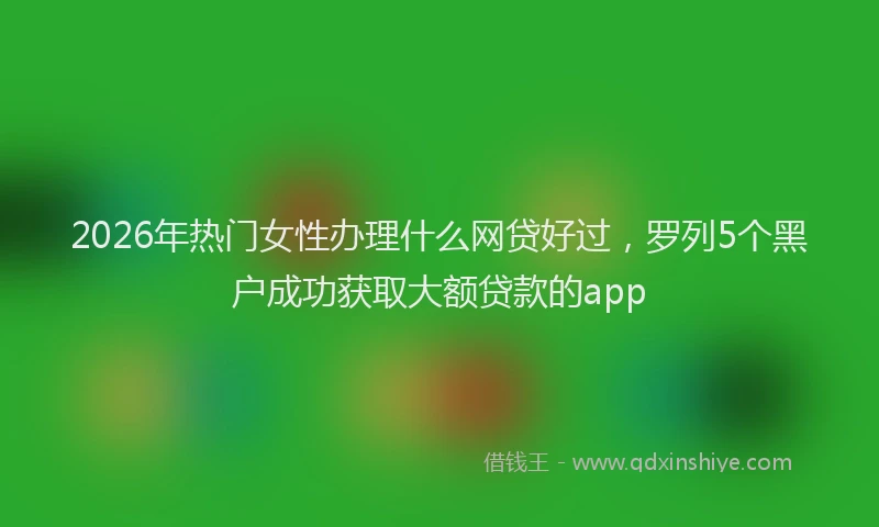 2026年热门女性办理什么网贷好过，罗列5个黑户成功获取大额贷款的app