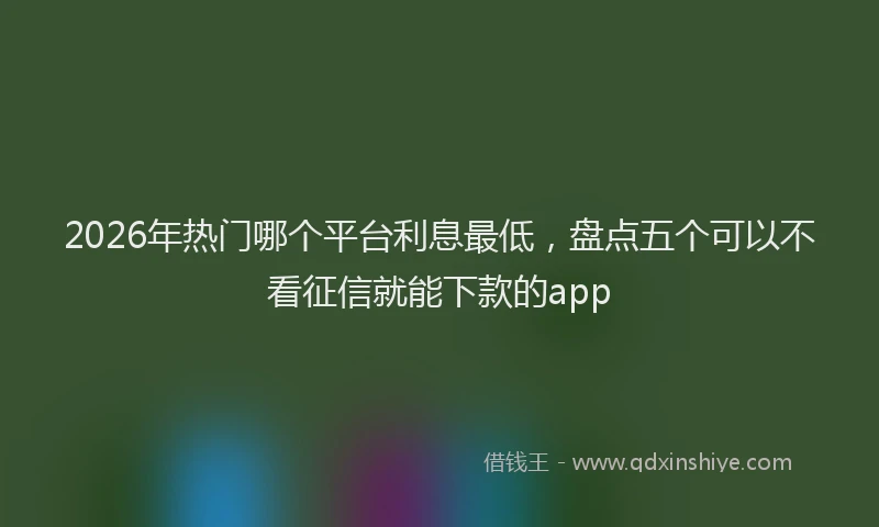 2026年热门哪个平台利息最低，盘点五个可以不看征信就能下款的app