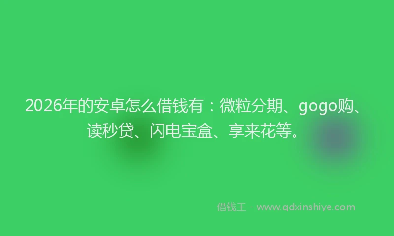 2026年的安卓怎么借钱有：微粒分期、gogo购、读秒贷、闪电宝盒、享来花等。