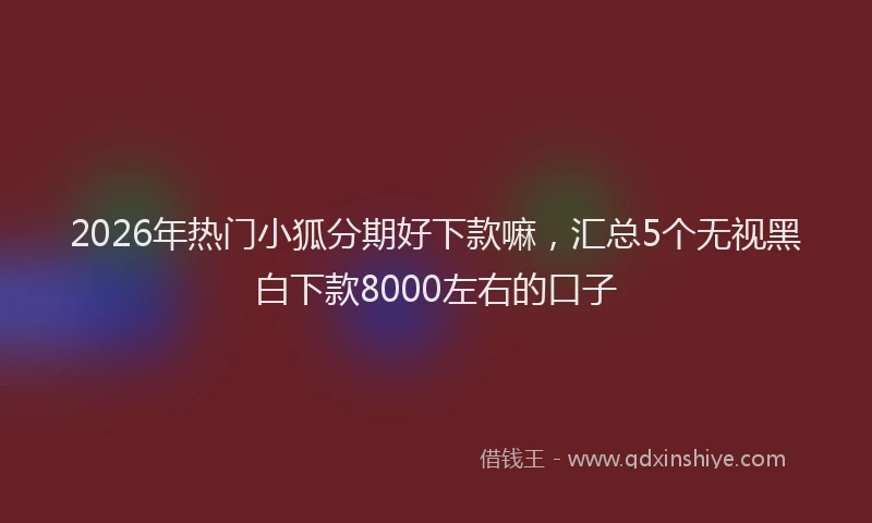 2026年热门小狐分期好下款嘛，汇总5个无视黑白下款8000左右的口子