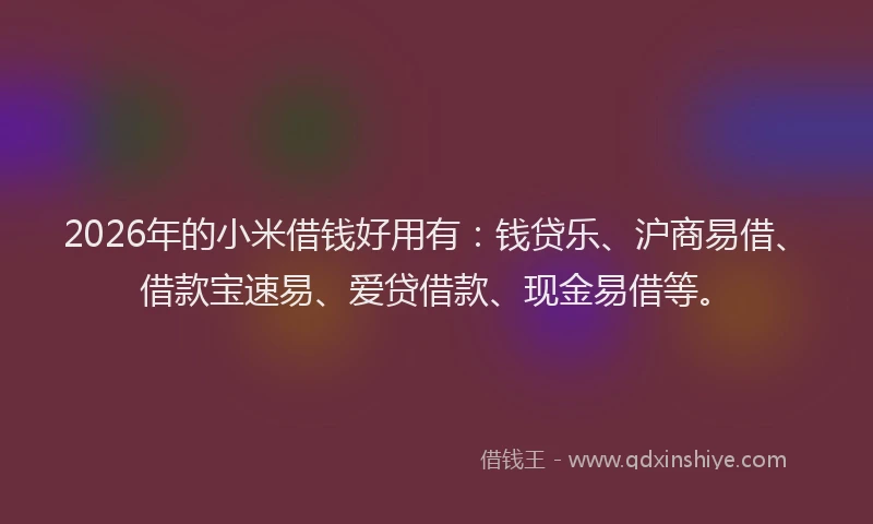 2026年的小米借钱好用有：钱贷乐、沪商易借、借款宝速易、爱贷借款、现金易借等。