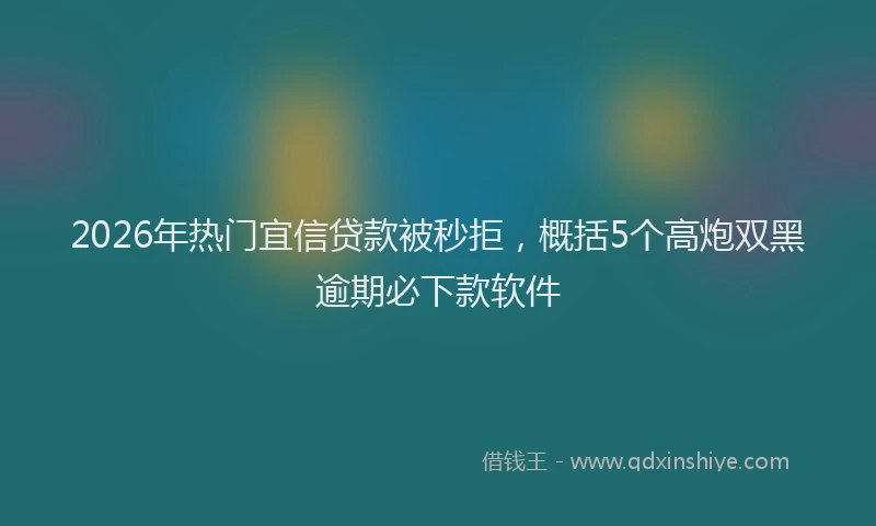 2026年热门宜信贷款被秒拒，概括5个高炮双黑逾期必下款软件