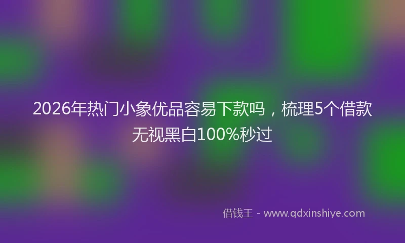 2026年热门小象优品容易下款吗,梳理5个借款无视黑白100%秒过