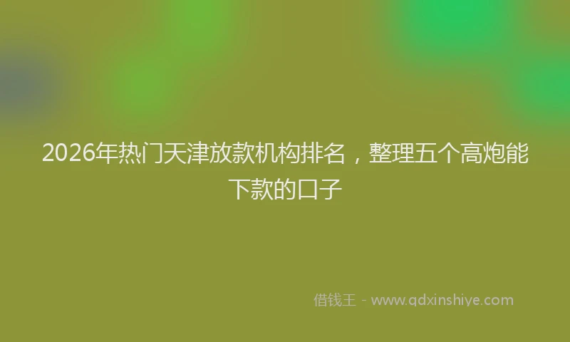 2026年热门天津放款机构排名，整理五个高炮能下款的口子