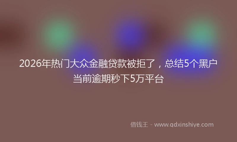 2026年热门大众金融贷款被拒了，总结5个黑户当前逾期秒下5万平台
