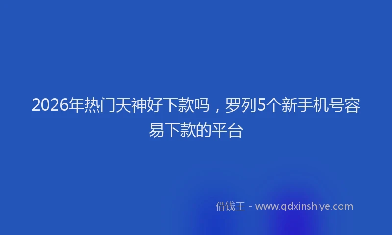 2026年热门天神好下款吗，罗列5个新手机号容易下款的平台