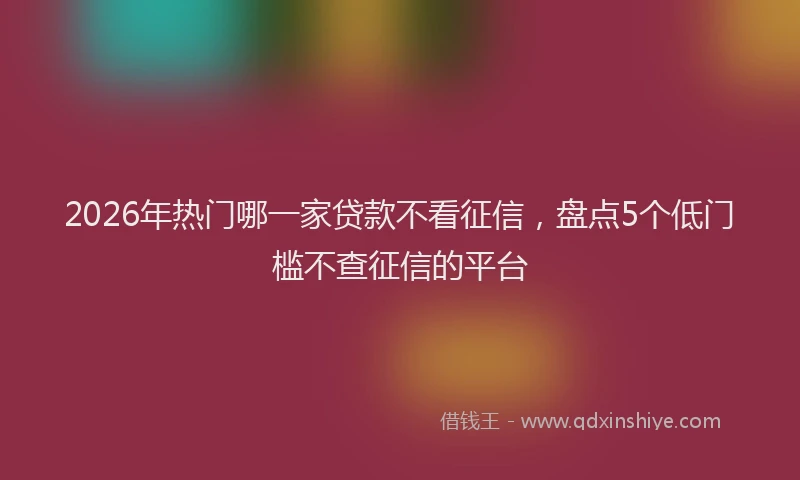 2026年热门哪一家贷款不看征信，盘点5个低门槛不查征信的平台