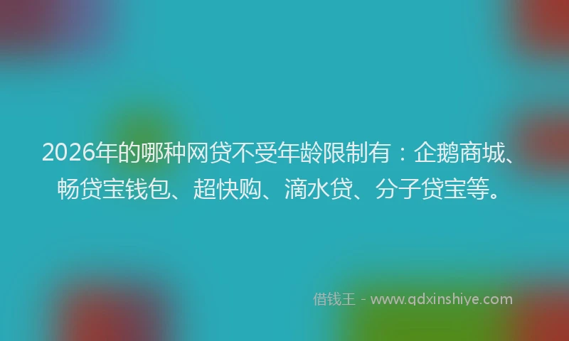 2026年的哪种网贷不受年龄限制有：企鹅商城、畅贷宝钱包、超快购、滴水贷、分子贷宝等。