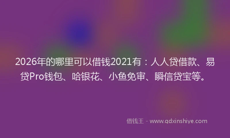 2026年的哪里可以借钱2021有：人人贷借款、易贷Pro钱包、哈银花、小鱼免审、瞬信贷宝等。