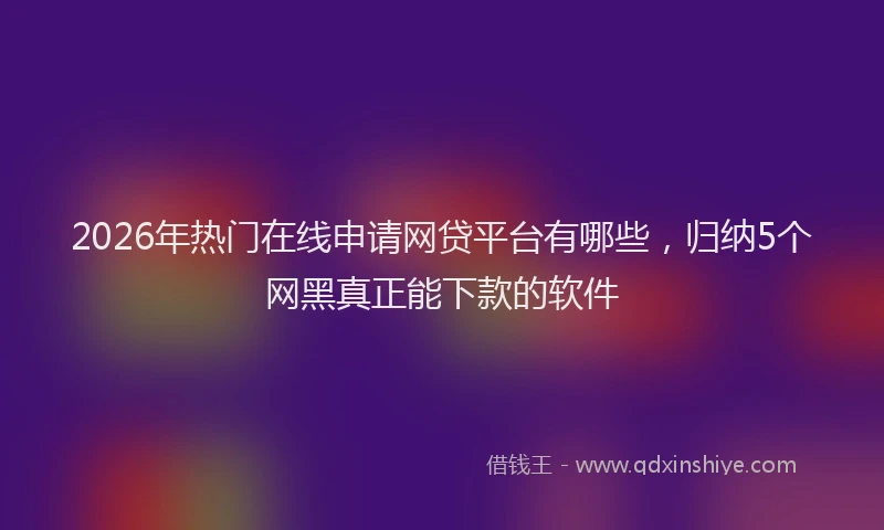 2026年热门在线申请网贷平台有哪些，归纳5个网黑真正能下款的软件