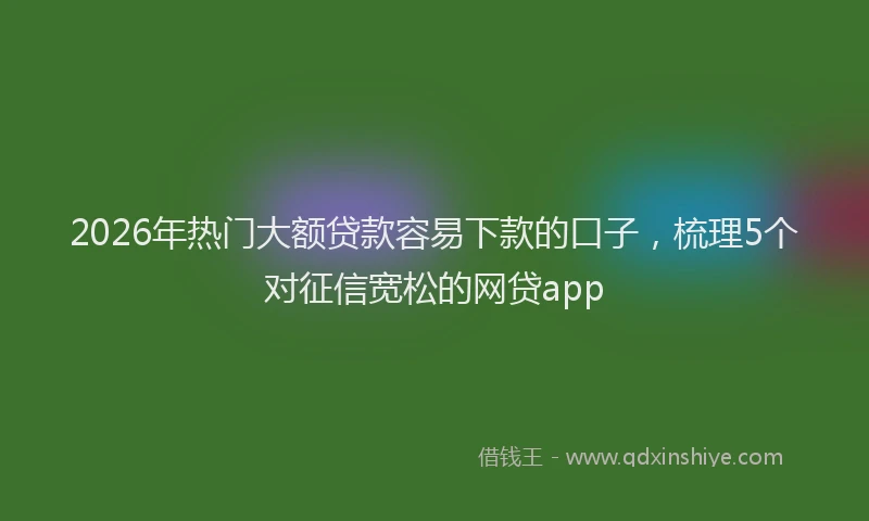 2026年热门大额贷款容易下款的口子，梳理5个对征信宽松的网贷app