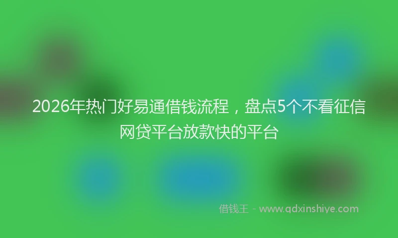 2026年热门好易通借钱流程，盘点5个不看征信网贷平台放款快的平台