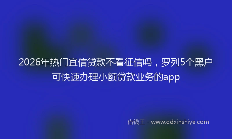 2026年热门宜信贷款不看征信吗，罗列5个黑户可快速办理小额贷款业务的app