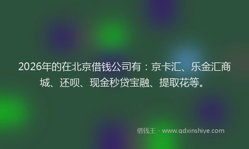 2026年的在北京借钱公司有：京卡汇、乐金汇商城、还呗、现金秒贷宝融、提取花等。