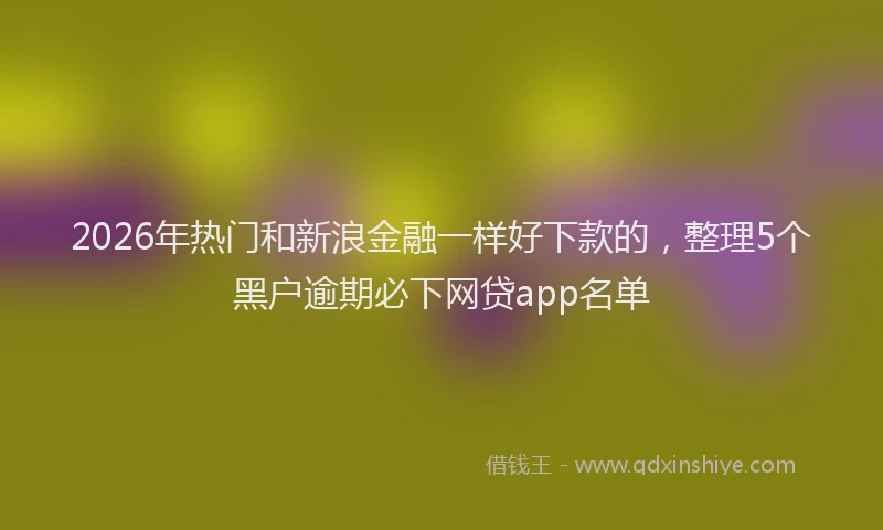 2026年热门和新浪金融一样好下款的，整理5个黑户逾期必下网贷app名单