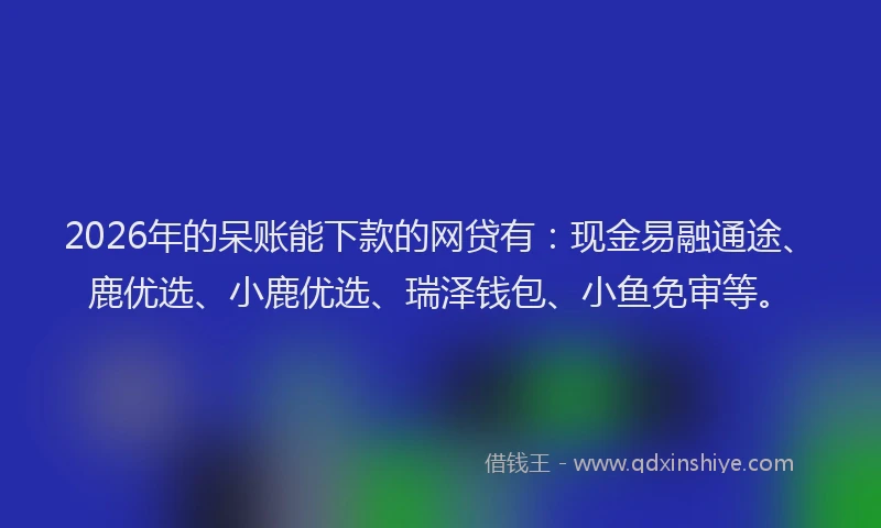 2026年的呆账能下款的网贷有：现金易融通途、鹿优选、小鹿优选、瑞泽钱包、小鱼免审等。