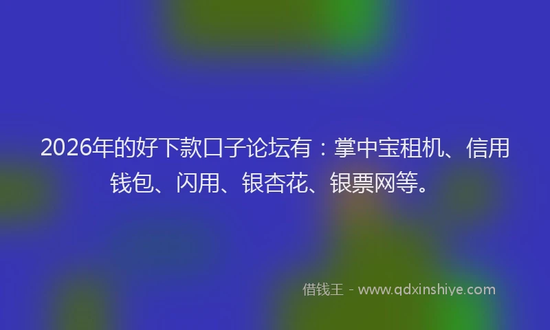 2026年的好下款口子论坛有：掌中宝租机、信用钱包、闪用、银杏花、银票网等。