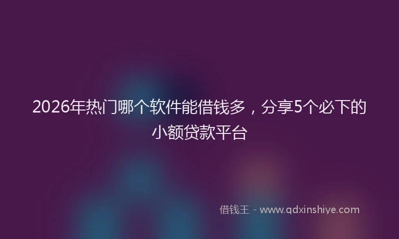 2026年热门哪个软件能借钱多，分享5个必下的小额贷款平台