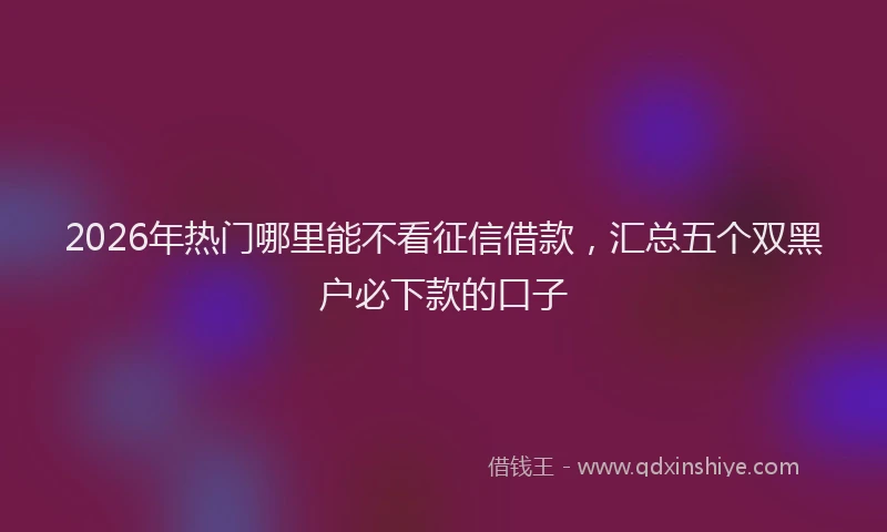 2026年热门哪里能不看征信借款，汇总五个双黑户必下款的口子