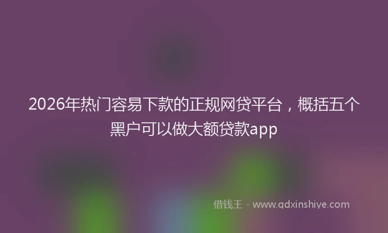 2026年热门容易下款的正规网贷平台，概括五个黑户可以做大额贷款app