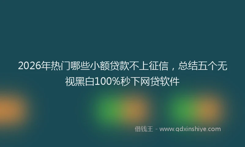 2026年热门哪些小额贷款不上征信，总结五个无视黑白100%秒下网贷软件