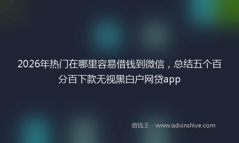 2026年热门在哪里容易借钱到微信，总结五个百分百下款无视黑白户网贷app