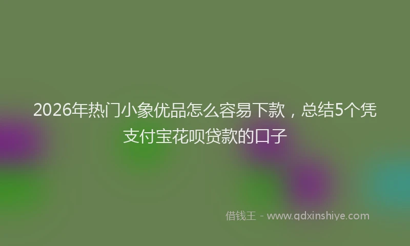 2026年热门小象优品怎么容易下款，总结5个凭支付宝花呗贷款的口子