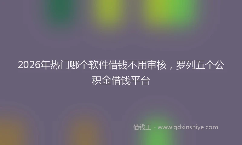 2026年热门哪个软件借钱不用审核，罗列五个公积金借钱平台