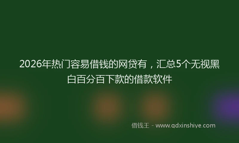 2026年热门容易借钱的网贷有，汇总5个无视黑白百分百下款的借款软件