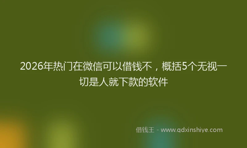 2026年热门在微信可以借钱不，概括5个无视一切是人就下款的软件