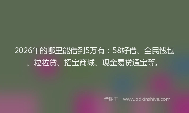 2026年的哪里能借到5万有：58好借、全民钱包、粒粒贷、招宝商城、现金易贷通宝等。