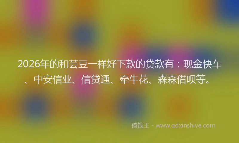 2026年的和芸豆一样好下款的贷款有：现金快车、中安信业、信贷通、牵牛花、森森借呗等。