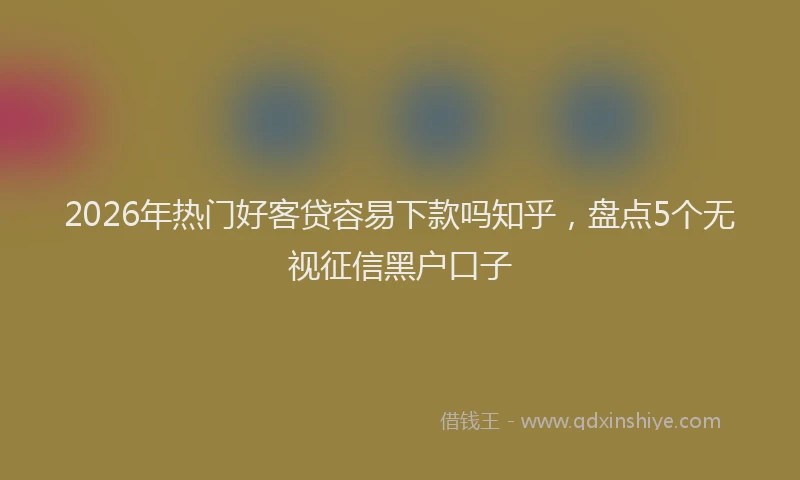 2026年热门好客贷容易下款吗知乎，盘点5个无视征信黑户口子
