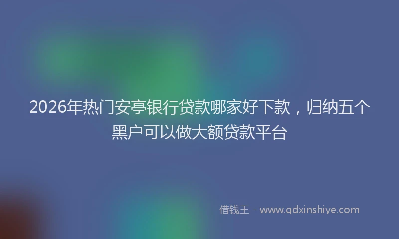 2026年热门安亭银行贷款哪家好下款，归纳五个黑户可以做大额贷款平台