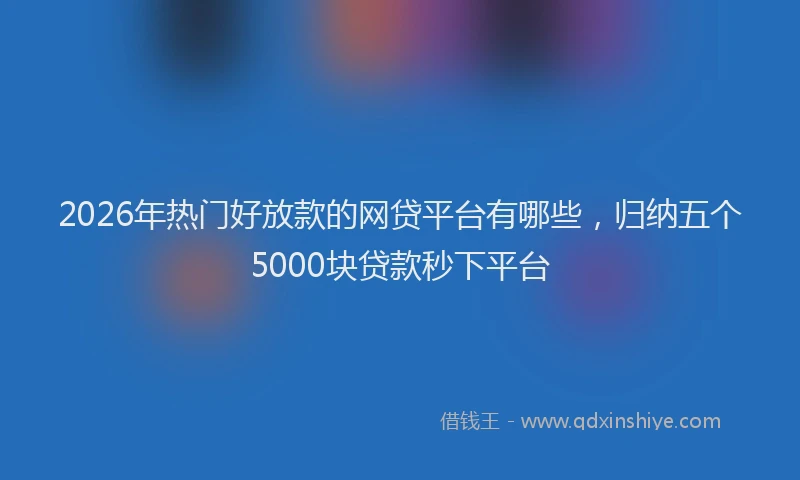 2026年热门好放款的网贷平台有哪些，归纳五个5000块贷款秒下平台