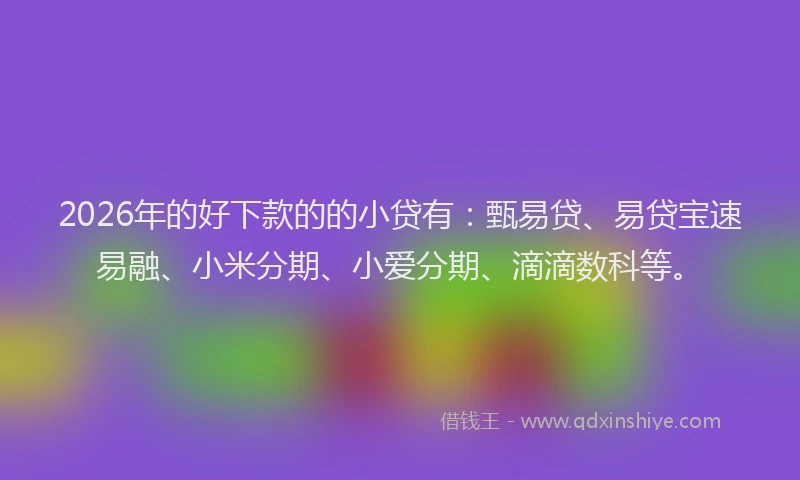 2026年的好下款的的小贷有：甄易贷、易贷宝速易融、小米分期、小爱分期、滴滴数科等。