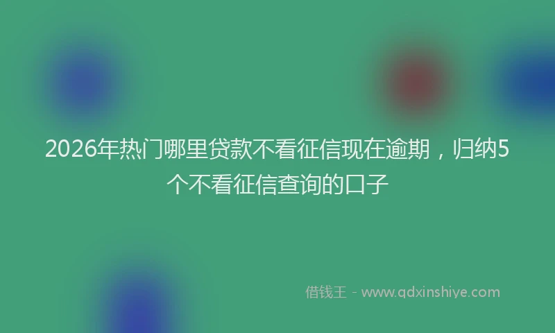 2026年热门哪里贷款不看征信现在逾期，归纳5个不看征信查询的口子