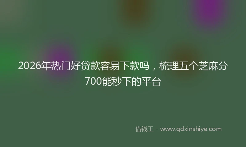 2026年热门好贷款容易下款吗，梳理五个芝麻分700能秒下的平台