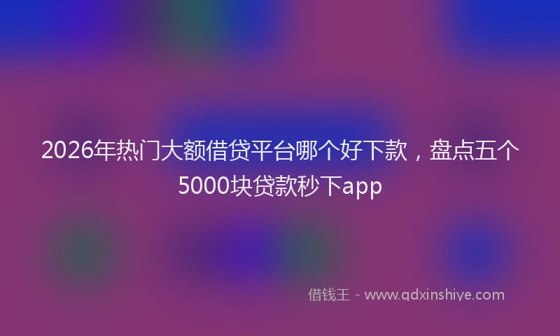 2026年热门大额借贷平台哪个好下款，盘点五个5000块贷款秒下app