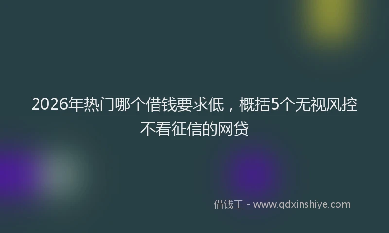 2026年热门哪个借钱要求低，概括5个无视风控不看征信的网贷