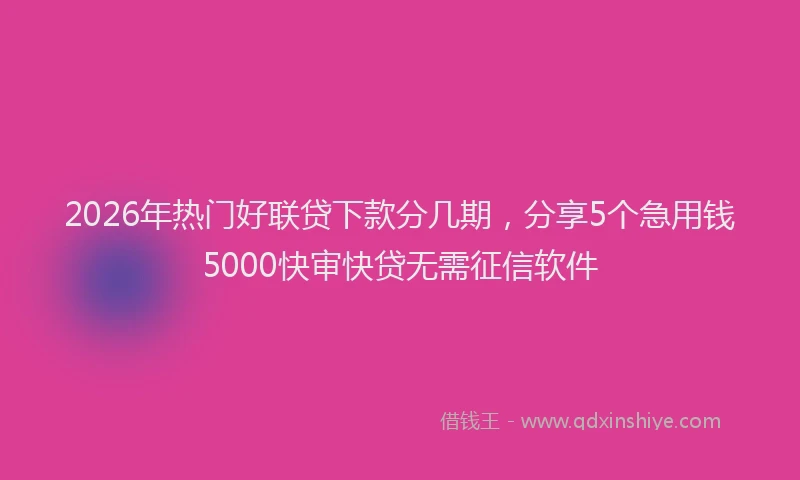 2026年热门好联贷下款分几期，分享5个急用钱5000快审快贷无需征信软件