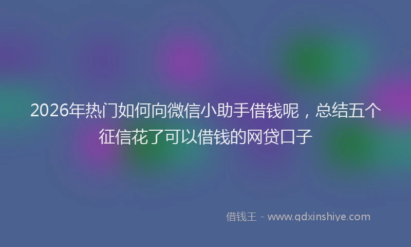 2026年热门如何向微信小助手借钱呢，总结五个征信花了可以借钱的网贷口子